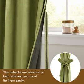 DWCN Moss Green Velvet Curtains 84 inches with Tiebacks - Elegant Sunlight Blocking Curtains for Living Room Thermal Insulated Window Shade Panels for Bedroom/Living Room, W52 x L84, 2 Panels