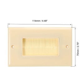 PATIKIL Brush Wall Plate Decoration Wall Panel Cable Pass Through Single Gang 114mmx70mm Beige for Low-Voltage Cables