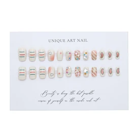 CATKIN 24pcs Medium Square Aurora Star Rhinestone Press On False Nails with Design, Full Cover Acrylic Nails