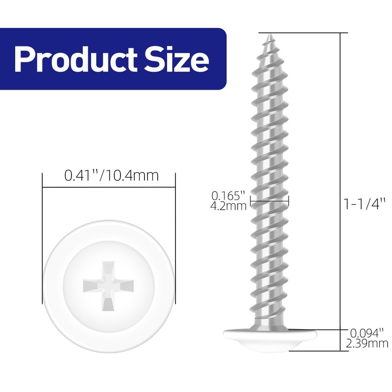 Etauwe #8 x 1-1/4" Truss Head Fast Self Tapping Screws,