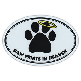 Oval Car Magnet - Paw Prints in Heaven - Dog/Pet Memorial - Magnetic Bumper Sticker