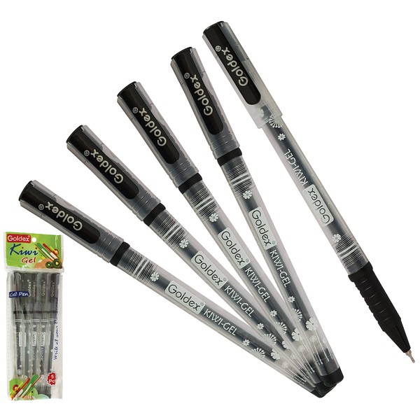 Goldex Kiwi BLACK 5 x 0.7mm Tip Soft Gel Pens