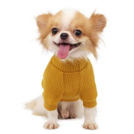 LOPHIPETS Small Dog Turtleneck Sweaters for Teacup Chihuahua Yorkie Puppy Cat Clothes-Yellow/S