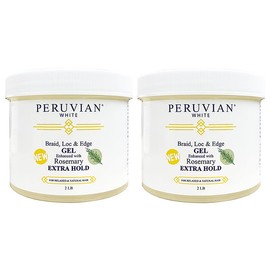 Peruvian white Braids N Lox Braid, Loc & Edge Braiding Gel EXTRA HOLD for Relaxed & Natural Hair, 2 LBS. (Rosemary) (Pack of 2)