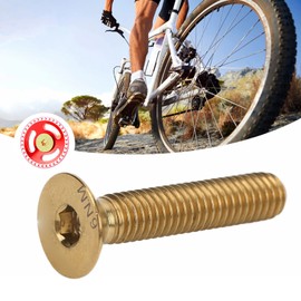 SPYMINNPOO Titanium Screws Screws Mounting Screw for Bicycle Headset Stem, Top Cover, M6 x 30 mm, Bicycle Stem Screw, Titanium Alloy for MTB Bicycle Repair (Gold)