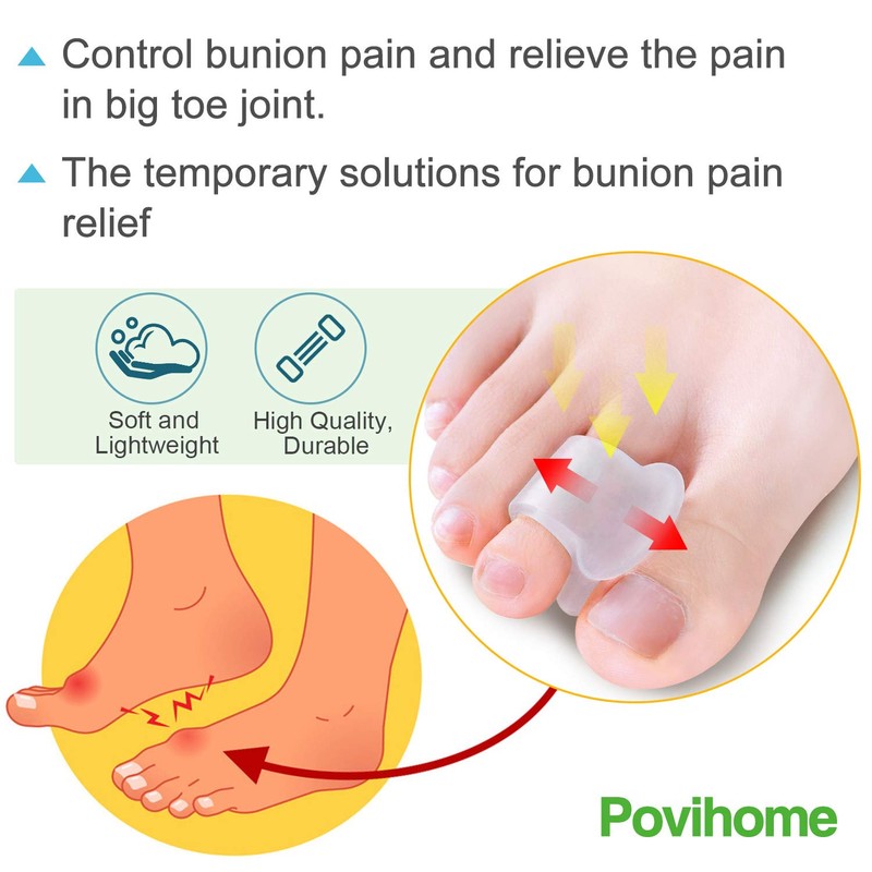 Povihome 10 Pack Clear Toe Spacers, Big Toe Separator (1st/2nd