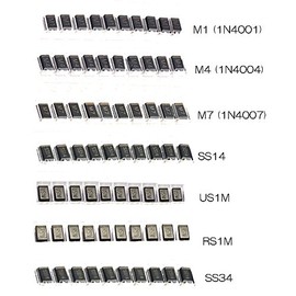 zmart 70pcs SMD Diodes M1 (1N4001) / M4 (1N4004) / M7 (1N4007) / SS14 US1M RS1M SS34