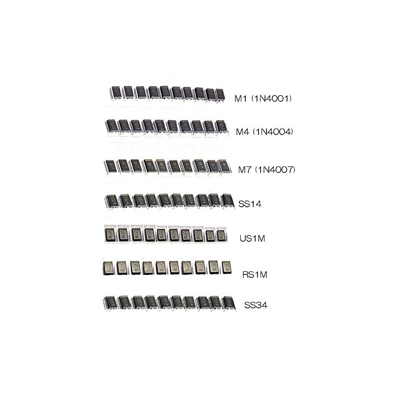 zmart 70pcs SMD Diodes M1 (1N4001) / M4 (1N4004) /