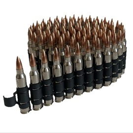 Custom Made 5.56 Metal Bullet Belt with Tips Belt Extension - Silver Fashion Accessory for Fancy Dress Costume for Army Steam Punk Rock & Roll Gothic Goth Black Metal Novelty Heavy Emo (4.5 Inches)