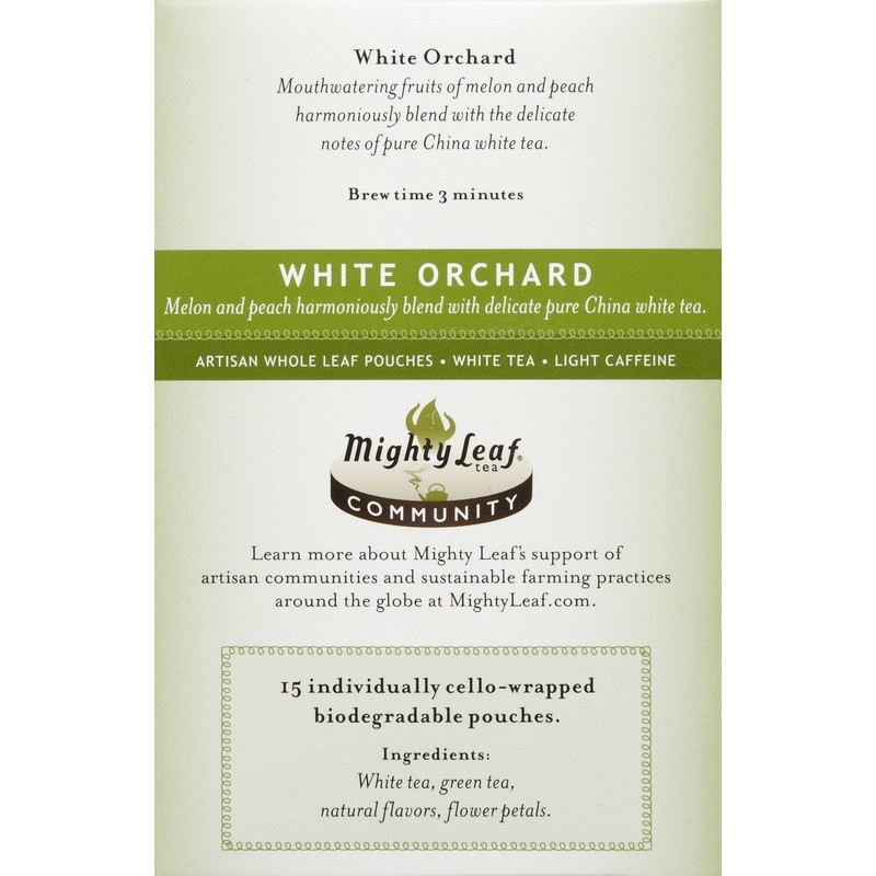 Mighty Leaf Tea White Orchard Tea, Whole Leaf Pouches, 15
