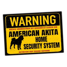 American Akita Inu Dog Sign Warning Security System Door Sign