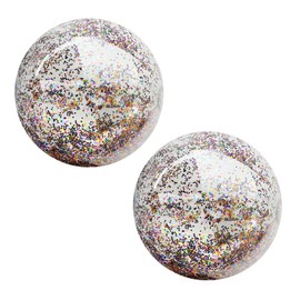 KOMBIUDA 2pcs Transparent Sequin Inflatable Beach Balls Fun Water Play for Summer Parties Pool Activities and Outdoor Games