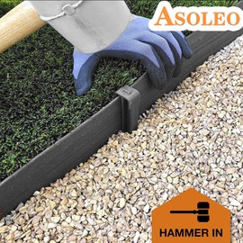 Asoleo Garden Landscape Stakes 25 Pcs,10 Inch Lawn Edging Plastic Stakes for Outdoor Decorations,Edging & Terrace Board-Black