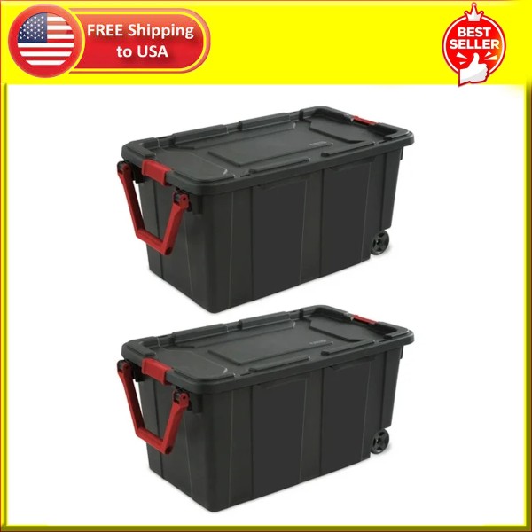 Sterilite Extra Large Storage Bin, 40 Gallon Wheeled Plastic Storage