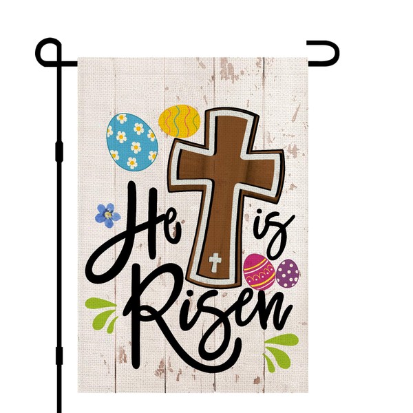 He Is Risen Easter Garden Flag 12x18 Inch Double Sided