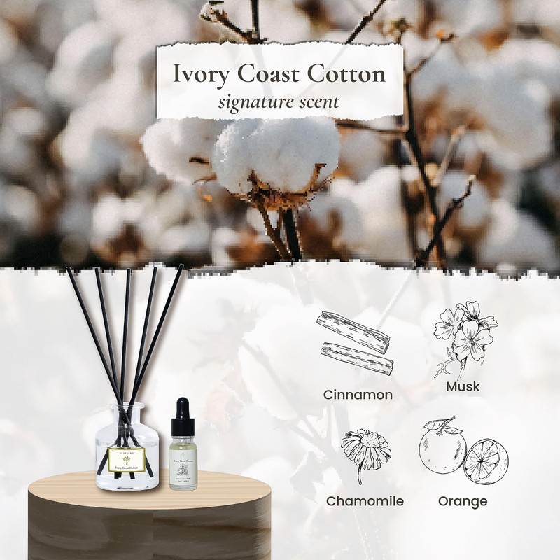 PRISTINE Ivory Coast Cotton/Inspired by Hyatt Hotel Scent Reed Diffuser