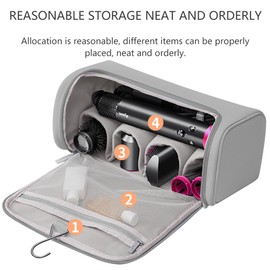 Linpr Hair Dryer Travel Case, Portable Hairdryer Storage Bag with Hanging Hook, Waterproof Hair Dryers Organizer Bags, Hairdryers Carrying Cases Compatible with Dyson Airwrap and Accessories (Grey)