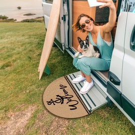 Mingnei Boat Nautical Coco Coir Welcome Half Circle Door Mat for Home Boat Entrance, Nautical Ship Anchor Floor Mats for Outdoor Outside Entryway 30x17 Welcome Mat