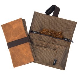 GUGGIARI GUGGIARI? PU Leather Tobacco Pouch Organizer, Made of Durable Fabric and PU Leather. Designed to Have Enough Space for All Accessories: Filter, Rolling Paper, Lighters (Camel)