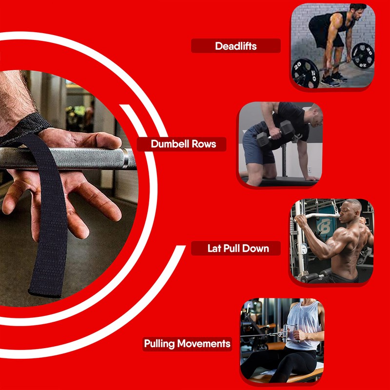 Weight Lifting Straps Neoprene Padded Bodybuilding Strength Training Wrist Straps