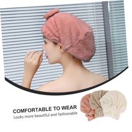 VICASKY 3Pcs Super Absorbent Hair Towel Wrap for Women Quick Drying Bow Hair Drying Turban White Beige Pink Reduces Heat Damage and Breakage