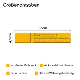 10 x Shelf Load Field Load Stickers 23 x 4.5 cm Labels Safety Shelf Load Sticker with Protective Laminate Shelf Heavy Duty for Storage Units R012
