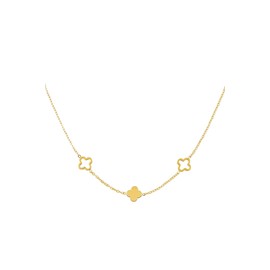 Clover Chain Gold, 18 Carat Stainless Steel Gold-Plated, Gold Clover Chain, Waterproof Nickel-Free, Clover Chain Gold, Golden Necklace with Clover Pendants, Length 38 cm + 5 cm Extension, Gold, No