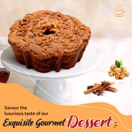 Traditional Cinnamon Walnut Coffee Cake - Cinnamon Streusel and Chopped Walnuts Toppings - Delicious Recipe of Coffee Cakes for Special Occasions - 1.75 Pounds