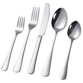 GODTUP Silverware Set, 20-Piece Silver Flatware Set for 4, Mirror Polished Eating Utensils Set, Dishwasher Safe, Stainless Steel Cutlery Set