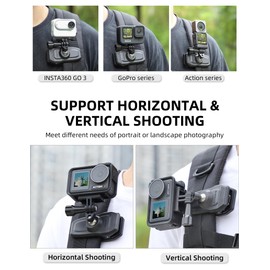 Magnetic Backpack Mount, Shoulder Strap Clip Holder 360° Rotation Clamp Universal Accessories for Go pro Hero 13/12/10 Insta360 X3 Go3 Ace Pro/DJI Osmo Action 5 Pro / Action 4 / Pocket 3 Cameras
