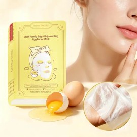 Mask Family Mascarilla Facial de Huevo 25ml x5, Extracto Huevo, Centella Asiática, Niacinamida 99%, Hidratante, Suavizante, Iluminante, Reparadora, Co