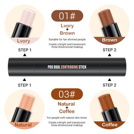 evpct 2Pcs 2in1 Cream Contour Stick Palette Contouring Concealer Sticks Primer Face Makeup Cream Kit for Beginners Creamy Contour and Highlight Stick contorno maquillaje para mujer en oferta en crema