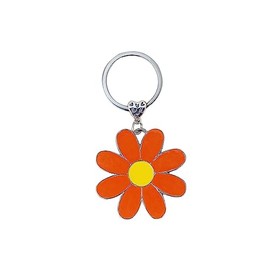 COLORFUL BLING Cute Daisy Enameled Keychain Flower Charms Keyring for Purse Bag-orange