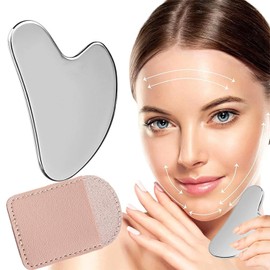 Stainless Steel Gua Sha Smooth Gua Sha Facial Tools Metal Guasha Scraper with Travel Pouch for Blood Circulation Skin Puffiness Reducing