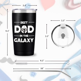 Funny Tumblers with Lids and Straws for Dad, Fathers Day Tumbler Gifts from Daughter Son, Birthday Gifts for Dad Husband, Supper Daddio Tumbler Gift, 20 OZ Cups Keep Drinks Cold & Hot