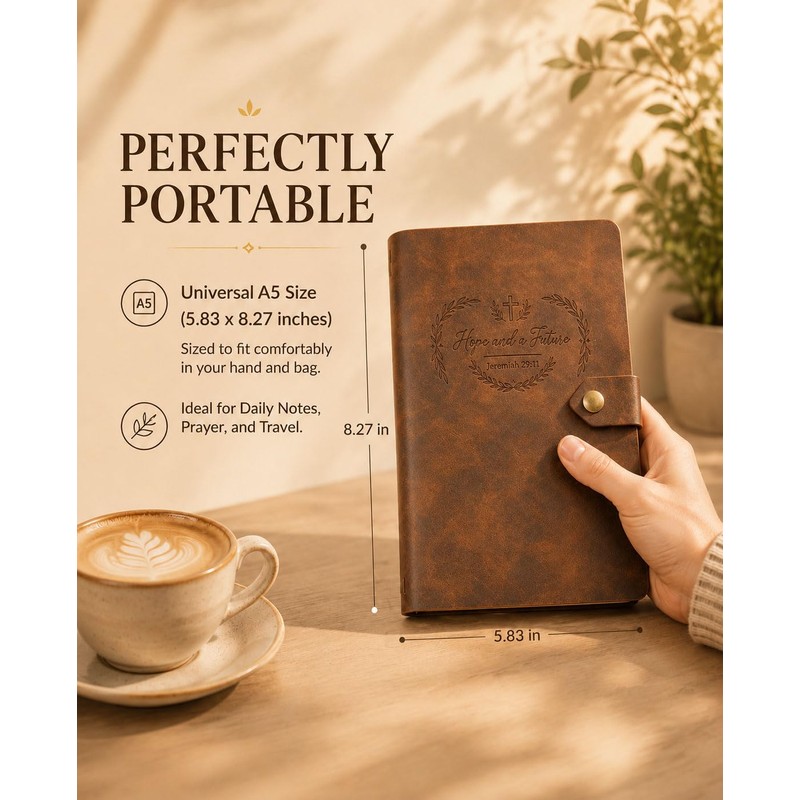 AWEZO Leather Journal, Jeremiah 29:11 Cover, A5