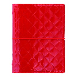 Filofax Domino Luxe Organizer, Pocket Size, Red - High-Gloss, Quilted Effect, Parisian Inspired, Six Rings, Week-to-View Calendar Diary, Multilingual, 2025 (C027991-25)