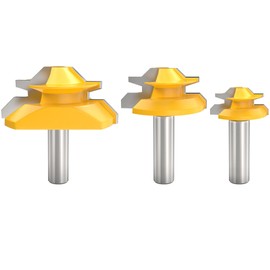 1/2" Shank 45 Degree Lock Miter Router Bit Joint Router Bit 1/2" 3/4" 1" Cutting Height Woodworking Tools Router Bit Set- 3PCS