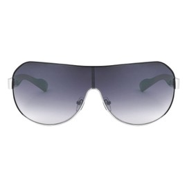 Khan Shuttle - One Piece Shield Sunglasses (Silver Black)