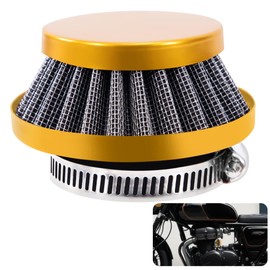 Tunejoy Motorcycle Air Filter 42 mm Motorcycle Intake Air Filter Double Layer Steel Sports Air Filter for 2-Stroke 43cc 47cc 49cc Moped Scooter ATV Quad Scooter Moped Dirt Bike Gold