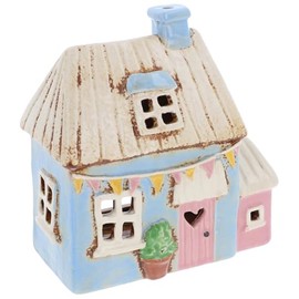 Shudehill Giftware Village Pottery Garden House Tealight Collection - Pebble, Thatch, Slate and more Designs! (Bunting House)