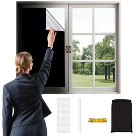 Sneulletoys Portable Temporary Blackout Blinds Stick On,Velcro Blackout Blinds No Drilling,300*145 Cm Blackout Window Film Cut Any Size,Blackout Curtains for Bedroom Baby Travel Bathroom Kitchen Car