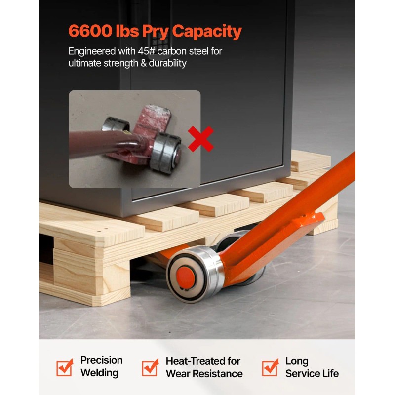 Large 56-Inch Carbon Steel Handle Lever Dolly 6600 Lbs Weight