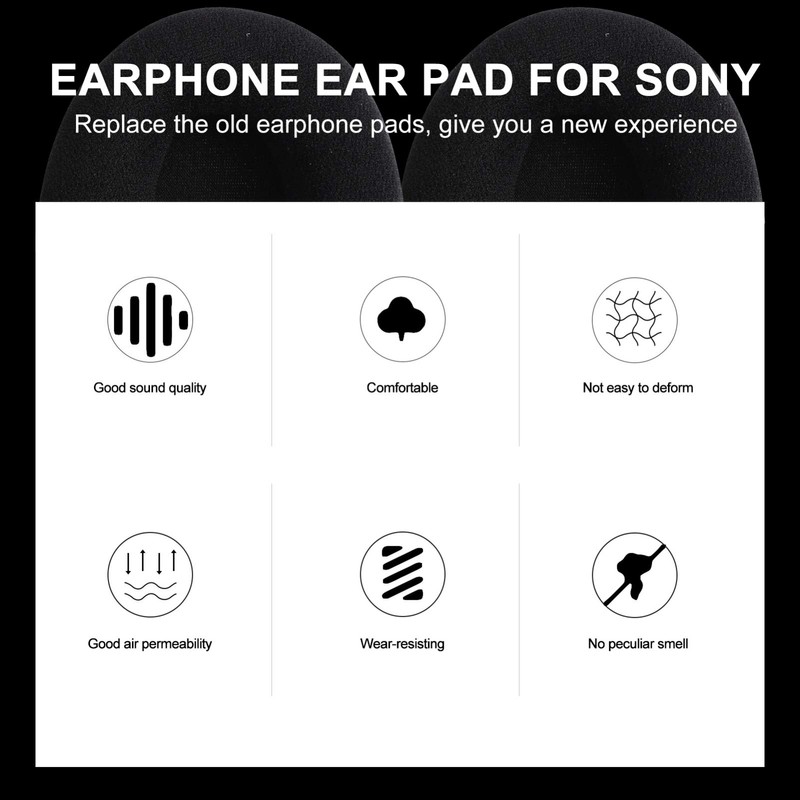 Mobestech Ergonomic Headphone Sponge Covers 2 Pack Black Compatible -