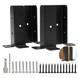 4 Pack Heavy Duty Adjustable Fence Post Brackets - Black Metal Post Base with Screws for Wood Stakes, Fence Repair, Pergola & Deck Support - Rust-Resistant, Sturdy Outdoor Bracket Kit