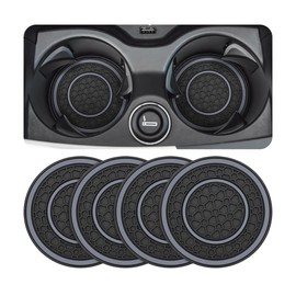 Osilly Car Coasters for Cup Holder, 2.75 Inch No-Slip Anti Dust Insert Coaster, Universal Auto Waterproof Coasters Silicon Insulation Cup Mats for Woman Man, Suit for Vehicle (Black/Gray, 4PCS)