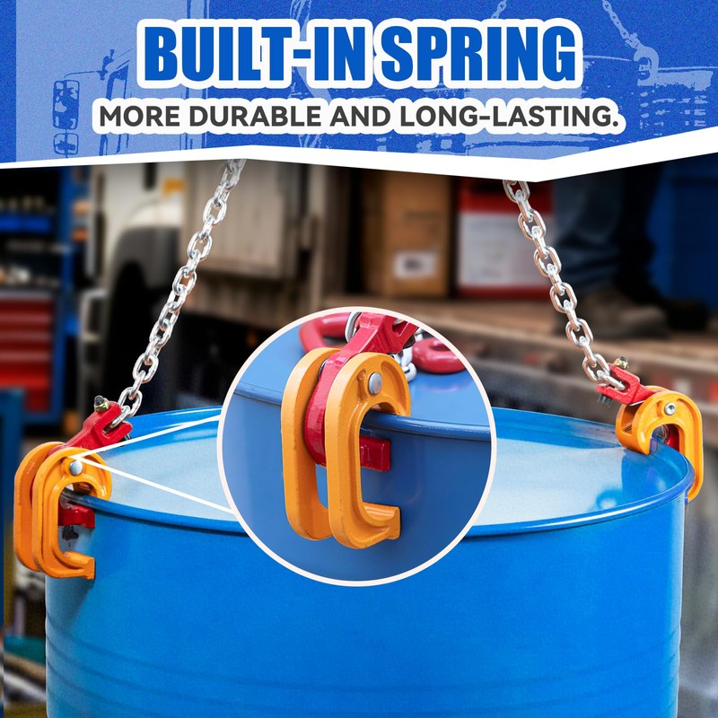 55 Gallon Drum Lift, 2200 lbs Load Capacity, Chain Drum