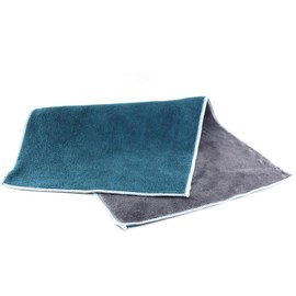 ROLMYTH 11.41“x23.62 (29x60cm) Double-Sided Microfiber Car Drying Towel – Super Absorbent, Anti-Lint & Scratch-Free – Thick Car Wash Towel for Drying, Polishing & Cleaning (Green-Gray)