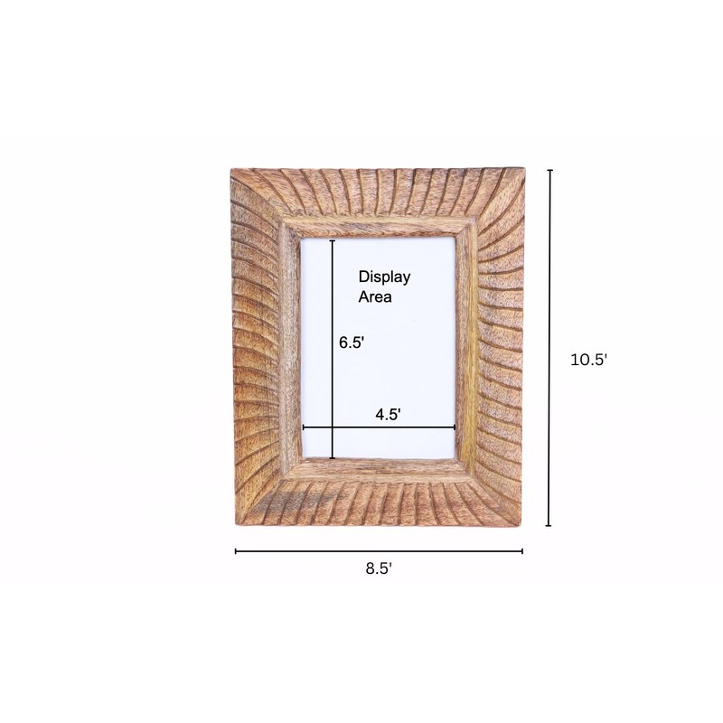 indoStrides Hand Carved Mango Wood 5x7 Picture Frame with Real