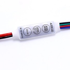 3-Key LED Controller for RGB LED Light Strips with Fixed Color Selection, Dimming, and Color Changing Effects 12V 24V